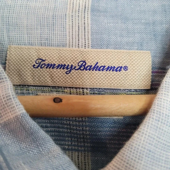 Tommy Bahama Men's Button-Up Shirt Size XL Multicolor Plaid Linen Short Sleeve - Picture 3 of 9